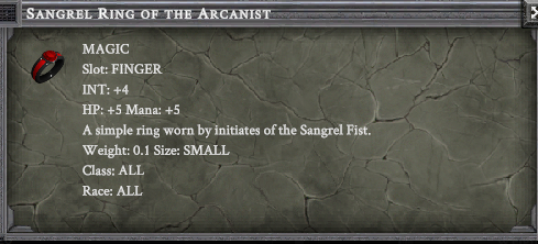 SANGREL RING OF THE ARCANIST item card